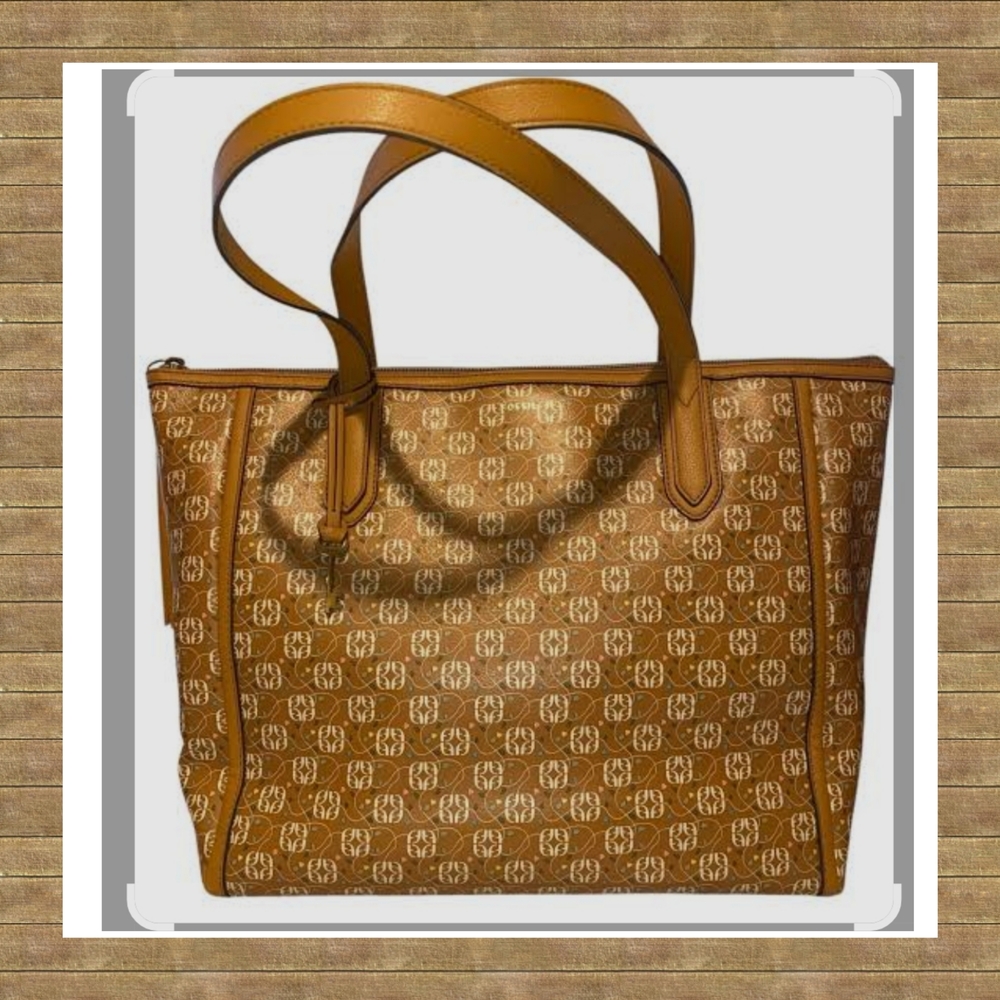 Fossil Leather Trimmed Tote Bag